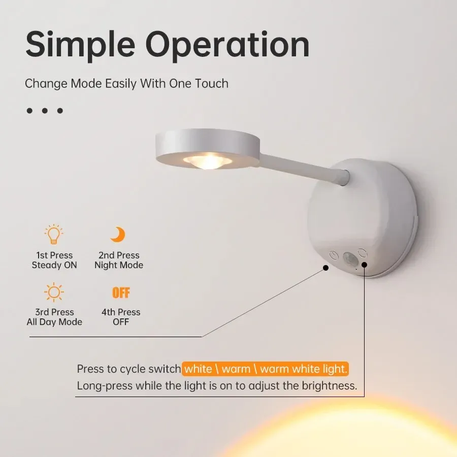 Veilleuse LED sans fil à capteur de mouvement, rechargeable par USB, pour cuisine, chambre et salon 3