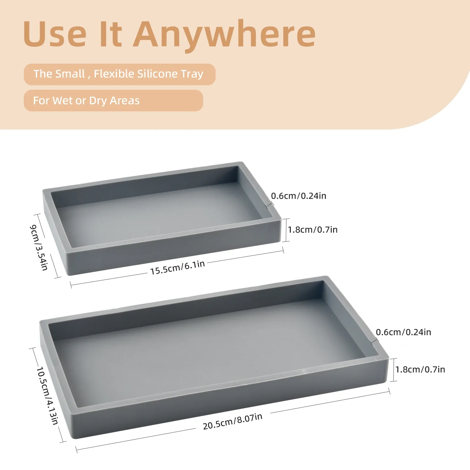 Vue détaillée du plateau de rangement en silicone