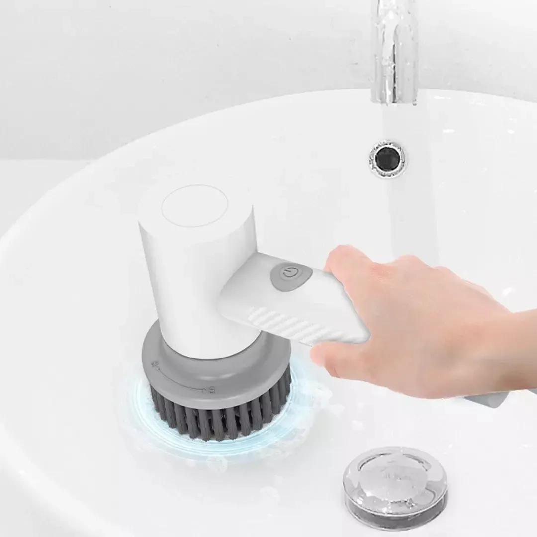 Xiaoda – Brosse de nettoyage électrique rotative à 360°, multifonction et rechargeable, pour cuisine et salle de bain 4