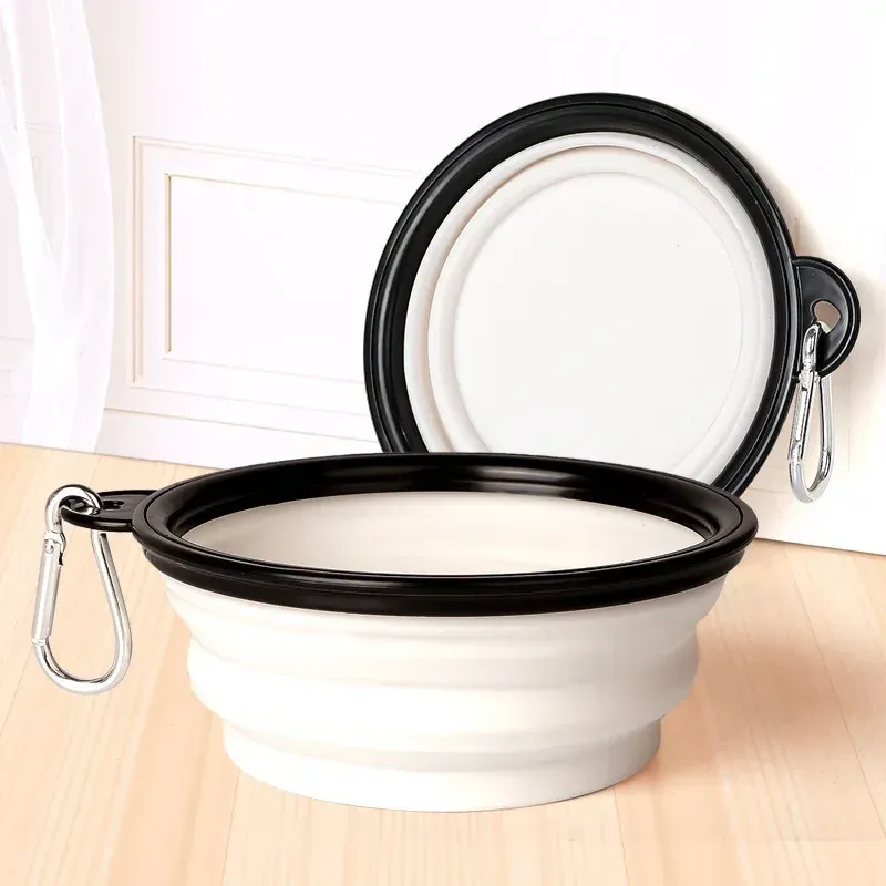 Bol pliable en silicone pour chien, pour la nourriture et l'eau, idéal pour le camping et les voyages, accessoire portable pour animaux de compagnie avec mousqueton 7