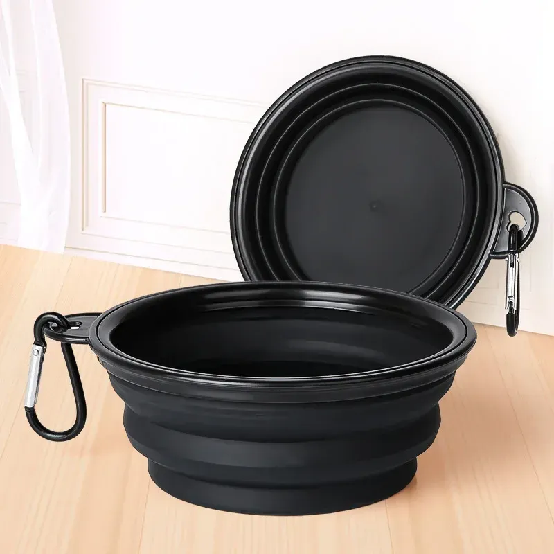 Bol pliable en silicone pour chien, pour la nourriture et l'eau, idéal pour le camping et les voyages, accessoire portable pour animaux de compagnie avec mousqueton 10