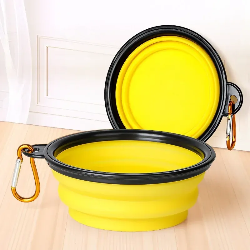 Bol pliable en silicone pour chien, pour la nourriture et l'eau, idéal pour le camping et les voyages, accessoire portable pour animaux de compagnie avec mousqueton 11