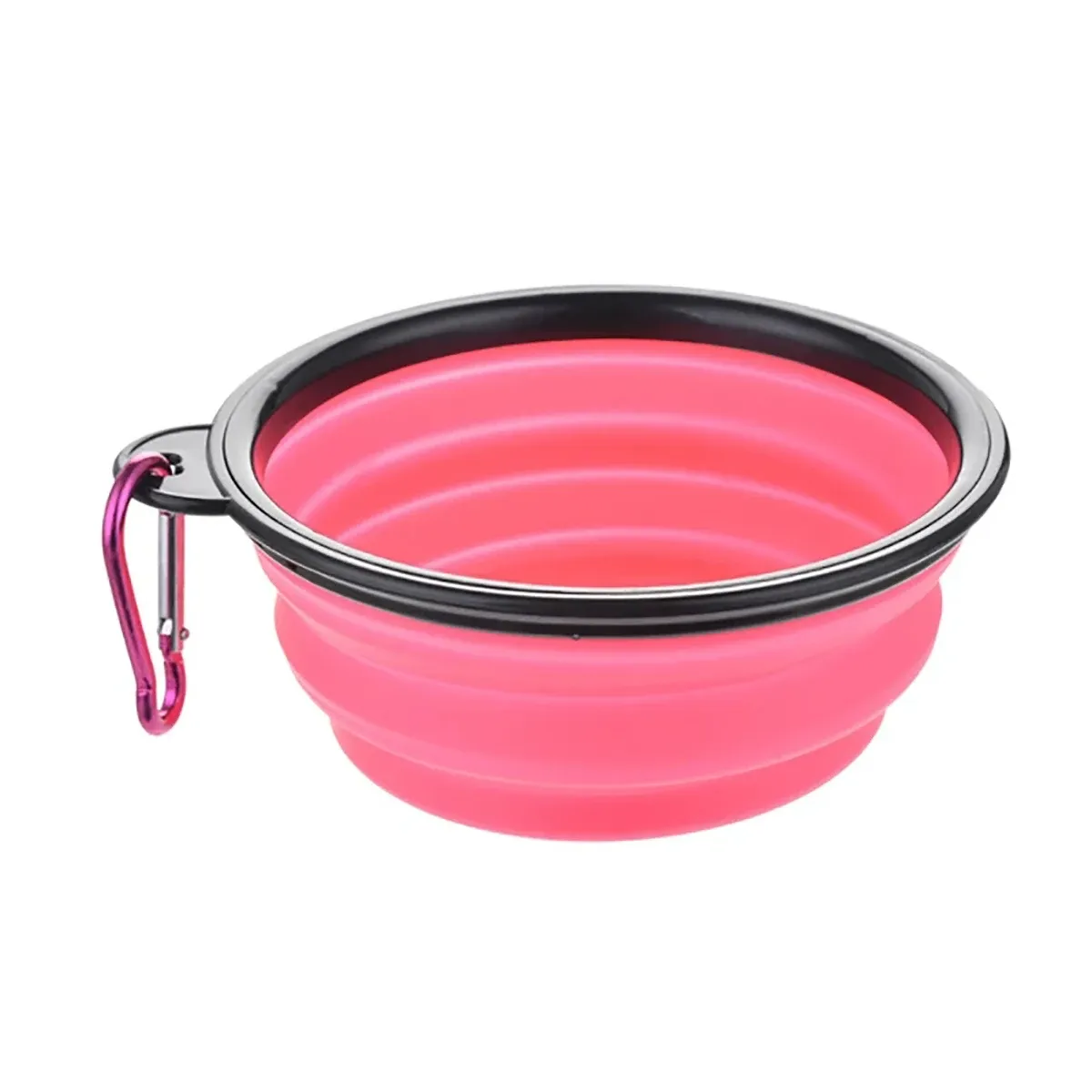 Bol pliable en silicone pour chien, pour la nourriture et l'eau, idéal pour le camping et les voyages, accessoire portable pour animaux de compagnie avec mousqueton 12