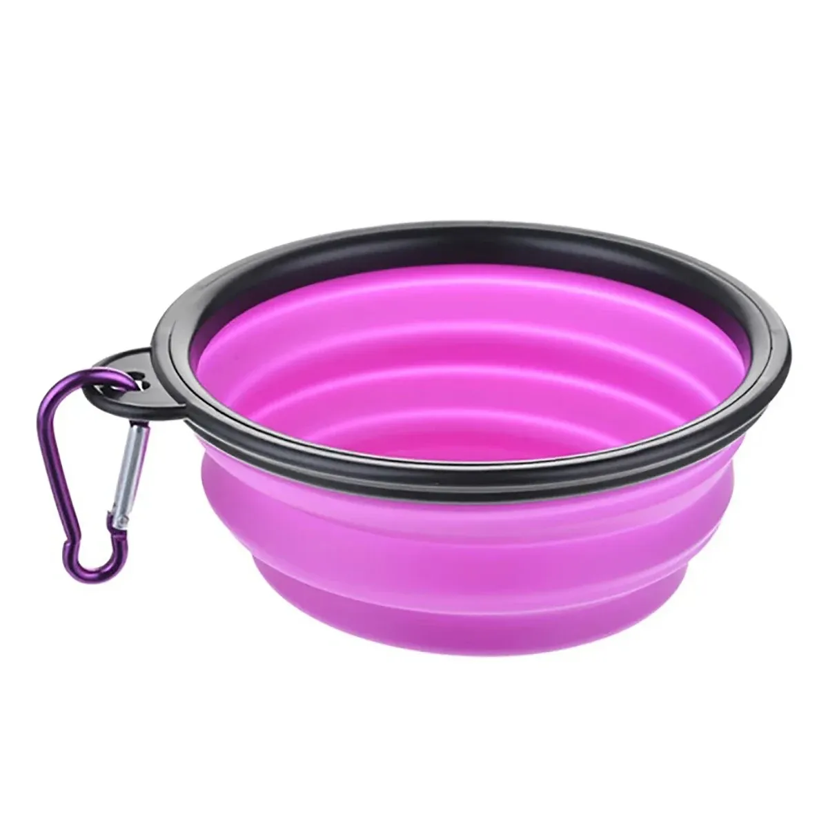 Bol pliable en silicone pour chien, pour la nourriture et l'eau, idéal pour le camping et les voyages, accessoire portable pour animaux de compagnie avec mousqueton 14