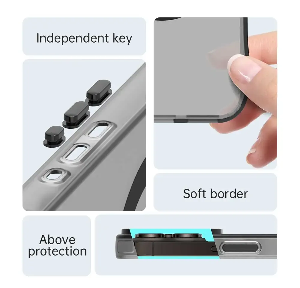 Coque transparente mate, finition détaillée