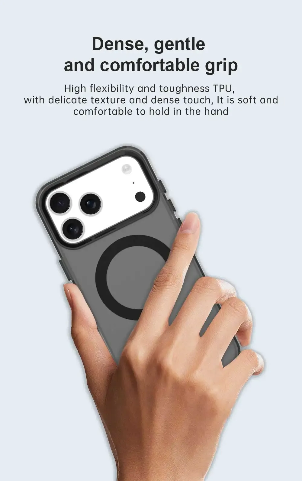 Coque transparente mate en gros plan