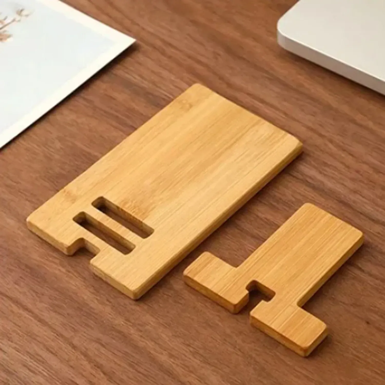 Support de téléphone en bambou pour bureau, support de charge en bois pour smartphone, support multifonction créatif 4