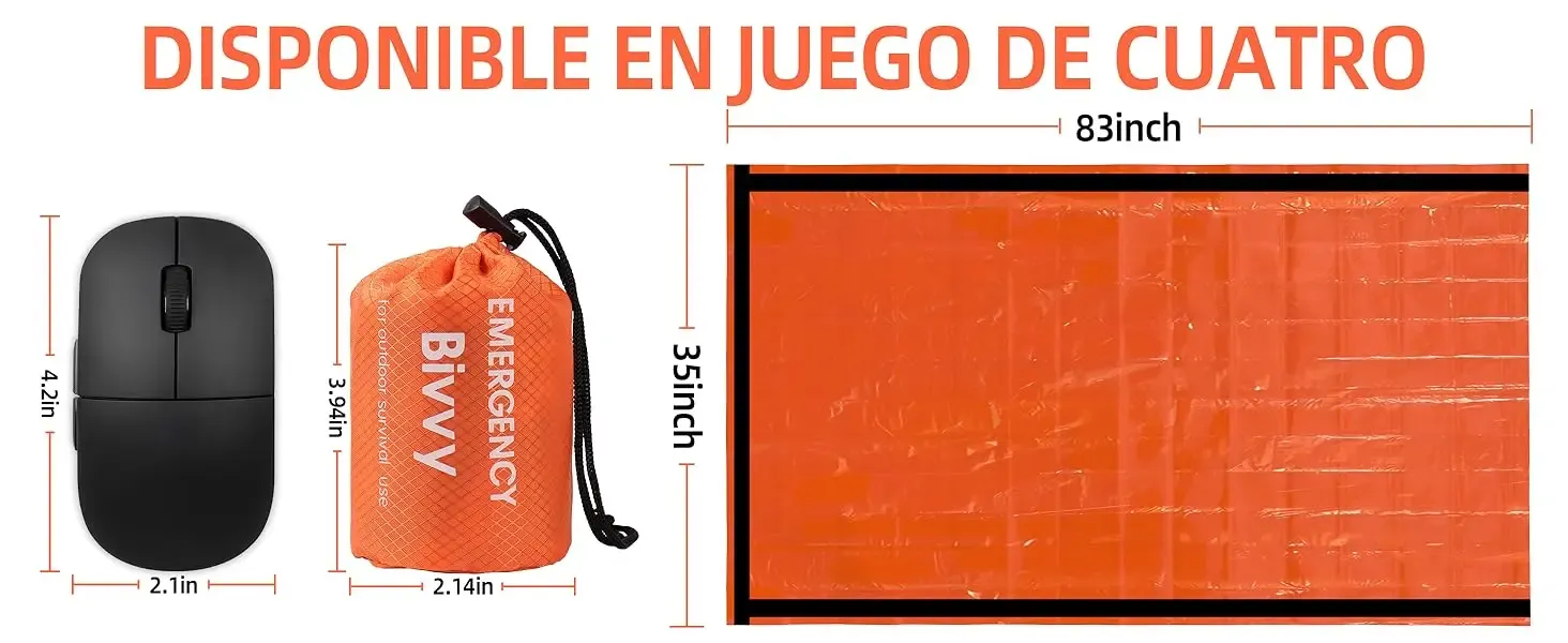 Sac de couchage d'urgence orange haute visibilité
