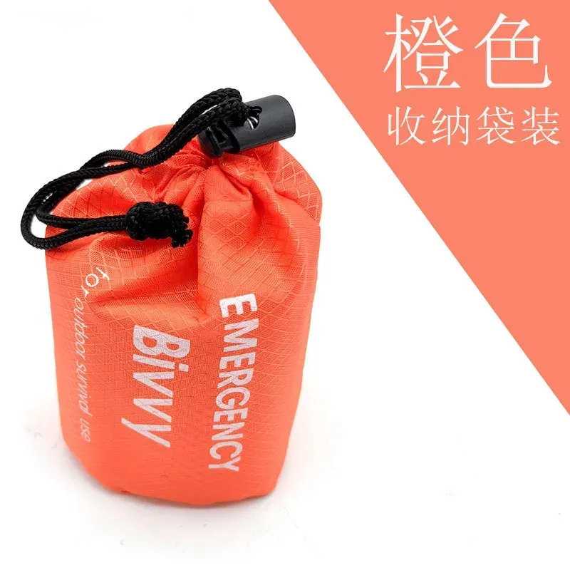 Sac de couchage d'urgence en Mylar, couverture de survie thermique et abri bivouac léger, imperméable et portable pour le camping et la randonnée 7