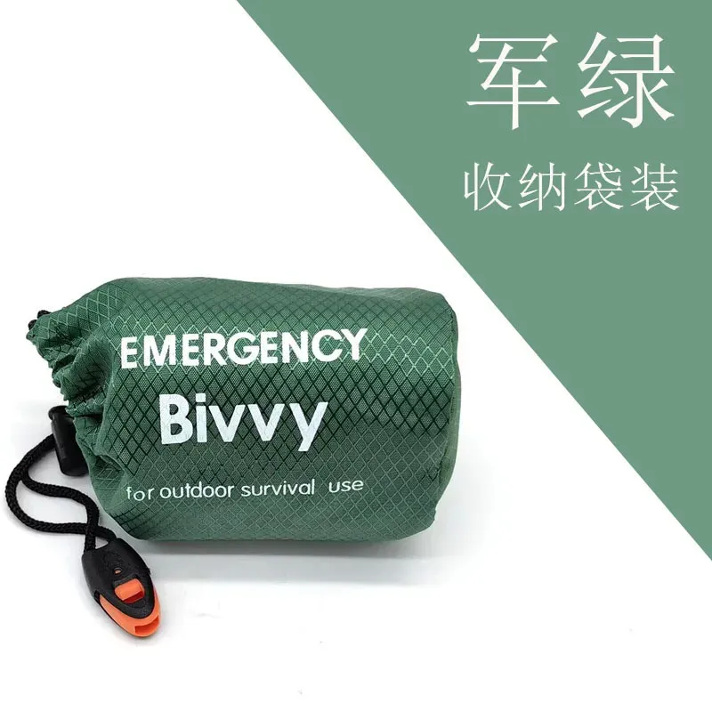 Sac de couchage d'urgence en Mylar, couverture de survie thermique et abri bivouac léger, imperméable et portable pour le camping et la randonnée 9
