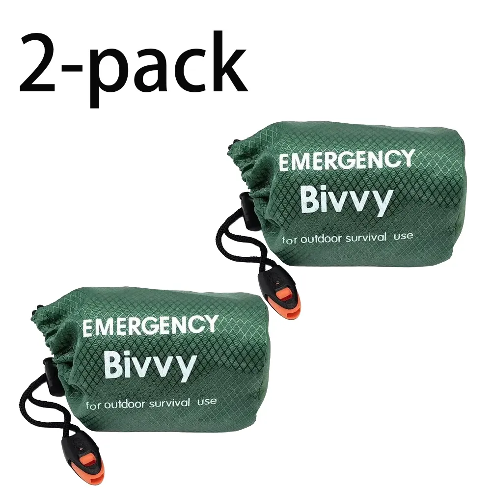 Sac de couchage d'urgence en Mylar, couverture de survie thermique et abri bivouac léger, imperméable et portable pour le camping et la randonnée 10