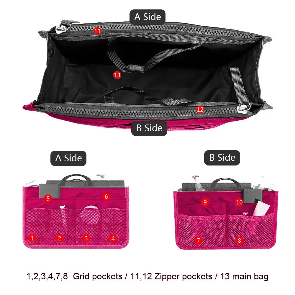 Sac à main de voyage pliable en nylon pour femme, grande capacité 3