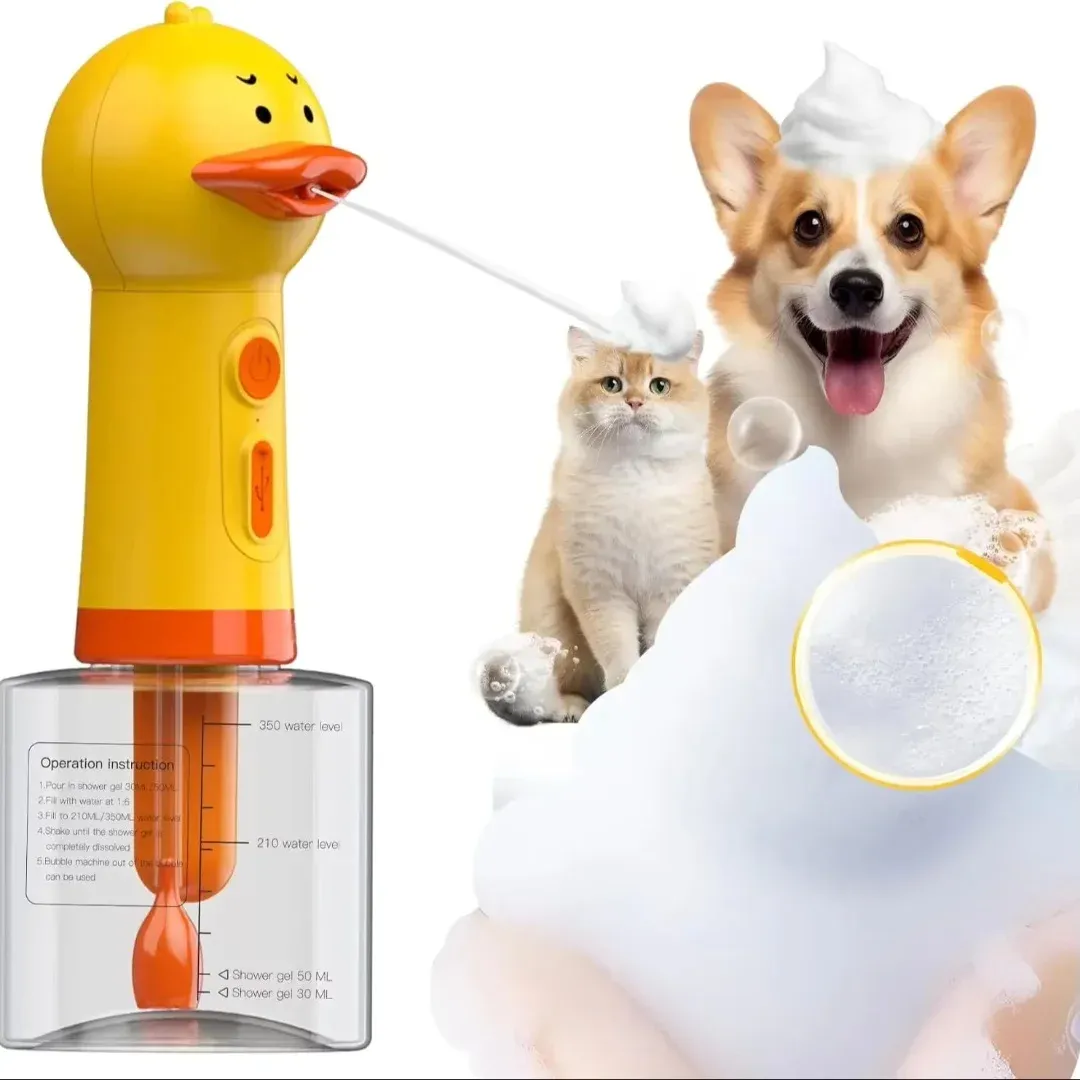 Distributeur automatique de savon moussant électrique pour animaux de compagnie, rechargeable par USB, accessoire de bain pour animaux 7