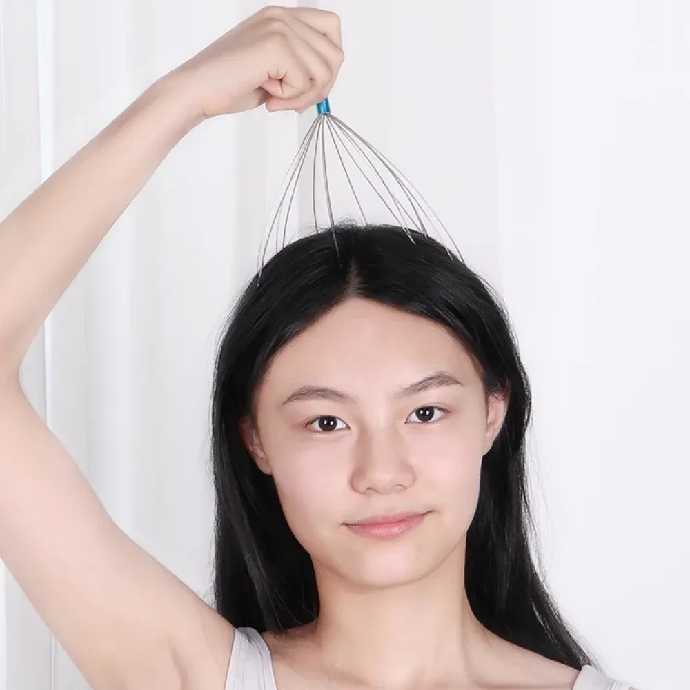 Masseur de tête en forme de pieuvre relaxant, grattoir pour cuir chevelu, soulage la tension et favorise la détente 5
