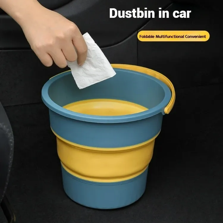 Seau pliable en silicone épais multifonctionnel pour lavage de voiture, pêche et camping, 5/10/17 L, E27 2