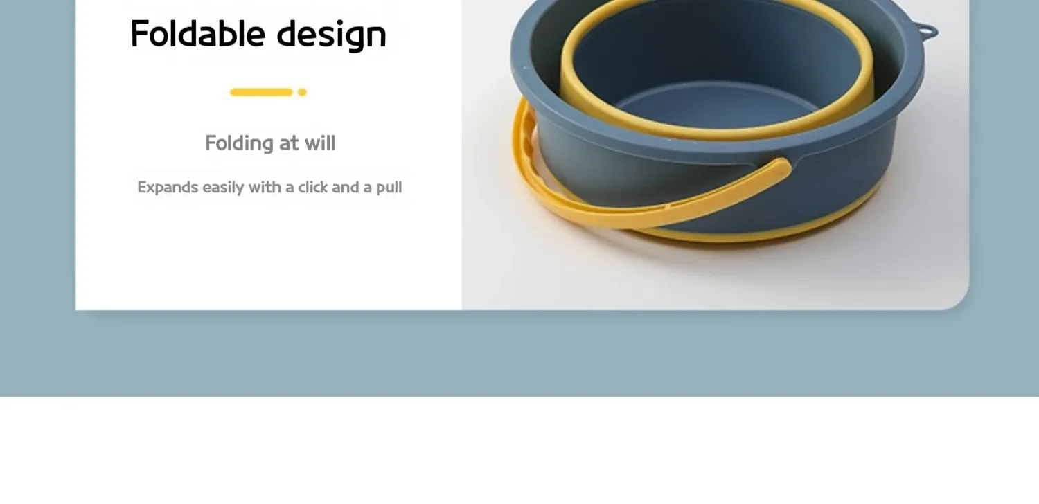 Seau pliant en silicone, vue panoramique