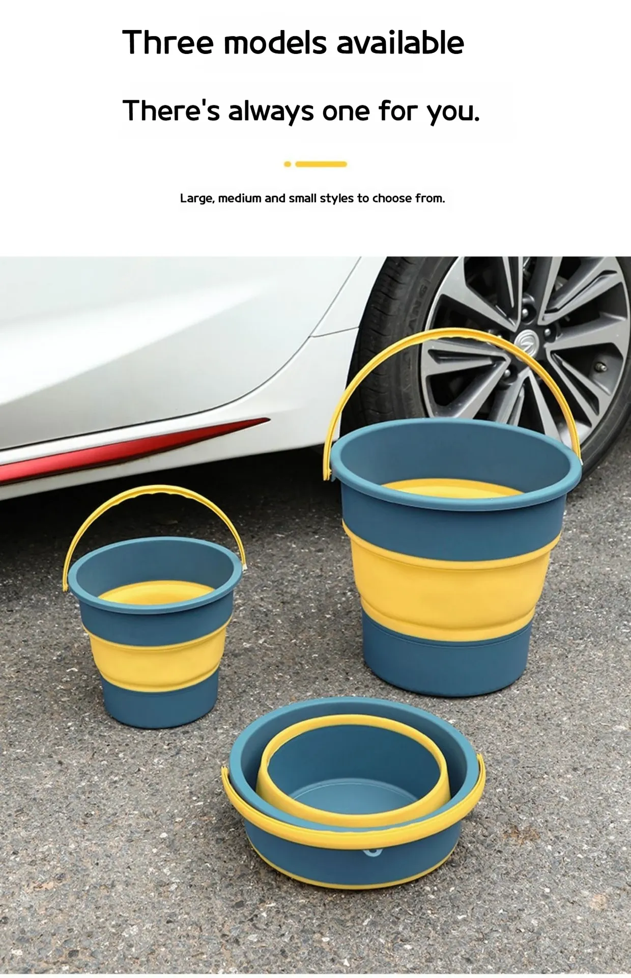 Seau pliant en silicone, finitions