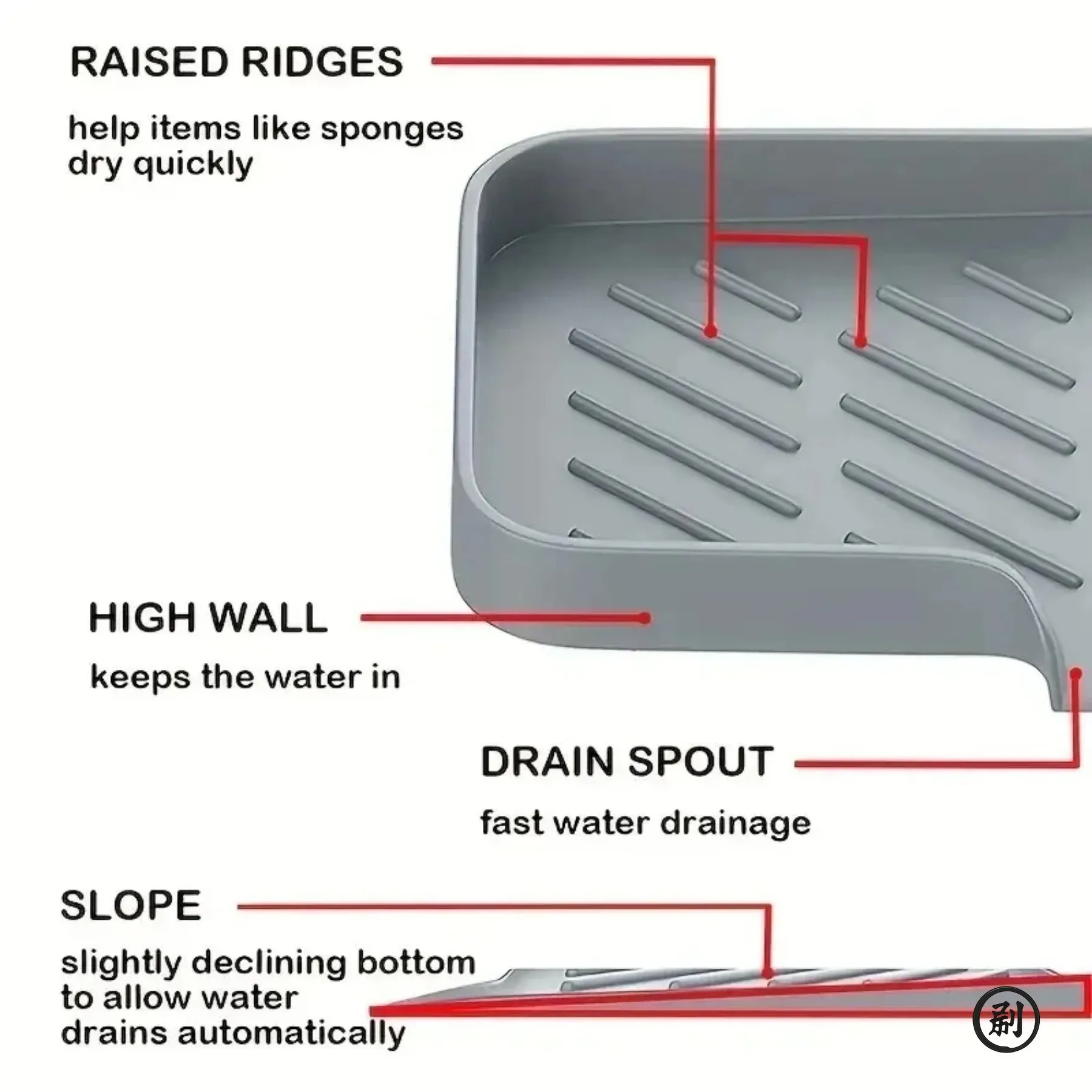 Support de rangement en silicone pour évier avec égouttoir, porte-savon et porte-éponge, pour brosse à récurer et accessoires de cuisine 5