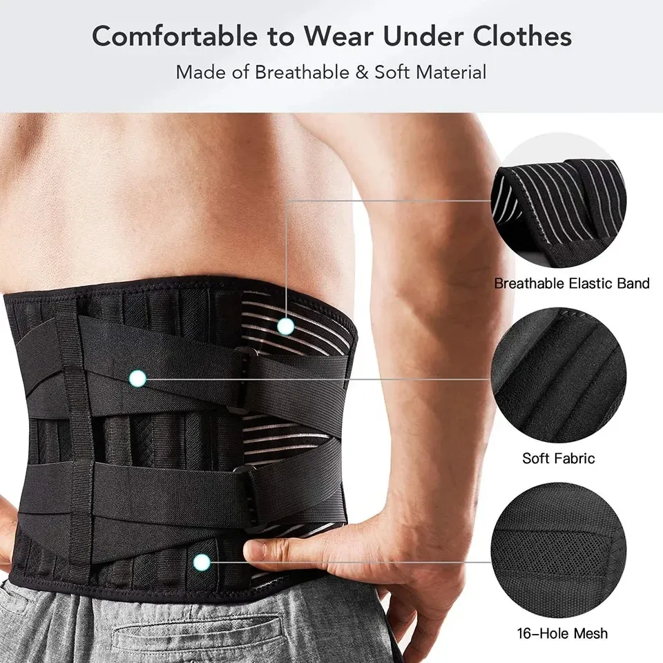Ceinture de soutien lombaire réglable à double traction, corset orthopédique pour la décompression de la colonne vertébrale 2