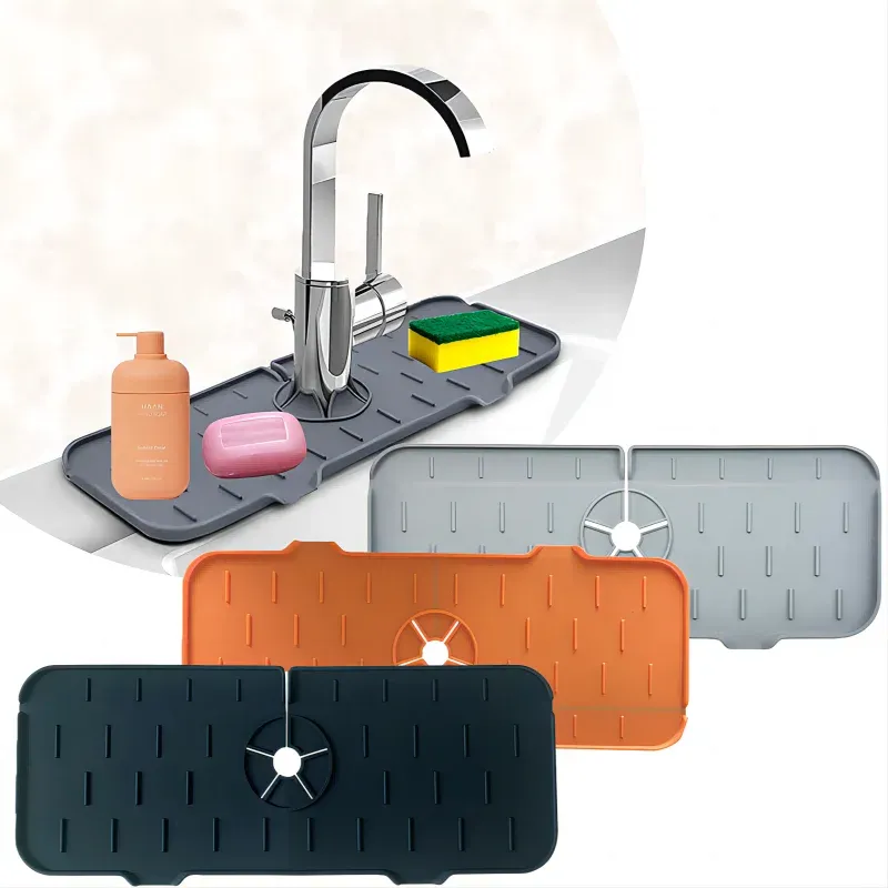 Tapis absorbant en silicone pour robinet, égouttoir anti-éclaboussures pour évier, tapis de protection pour comptoir et tapis de drainage pour salle de bain - Image 1