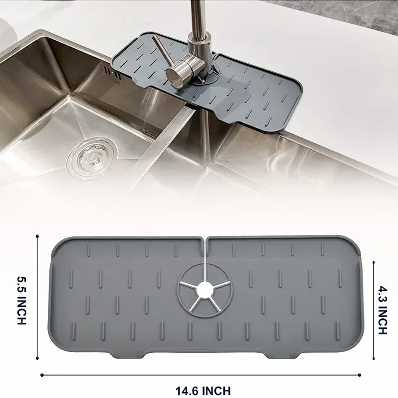 Tapis absorbant en silicone pour robinet, égouttoir anti-éclaboussures pour évier, tapis de protection pour comptoir et tapis de drainage pour salle de bain 5