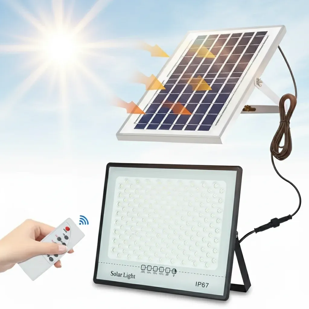 Projecteur solaire LED d'extérieur étanche IP67 avec réflecteur, éclairage mural de jardin - Image 1