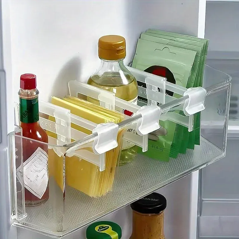 Séparateurs de rangement extensibles pour réfrigérateur, lot de 6 ou 12 pièces, pour porte latérale et étagère à bouteilles 3
