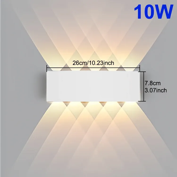 Applique murale LED étanche pour intérieur et extérieur, montage en saillie, éclairage haut et bas, 85-265 V CA 8