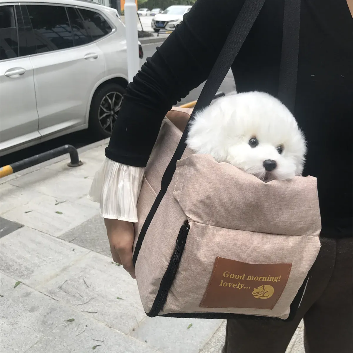 Siège rehausseur de voiture pour chien et chat avec support portable, siège d'appoint pour petits chiens et chats, accoudoir central avec attache de sécurité 3