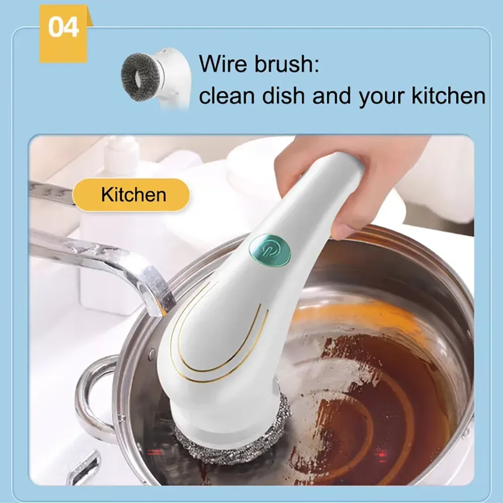 Brosse de nettoyage électrique sans fil 5 en 1 pour salle de bains, fenêtres, cuisine et automobile 2