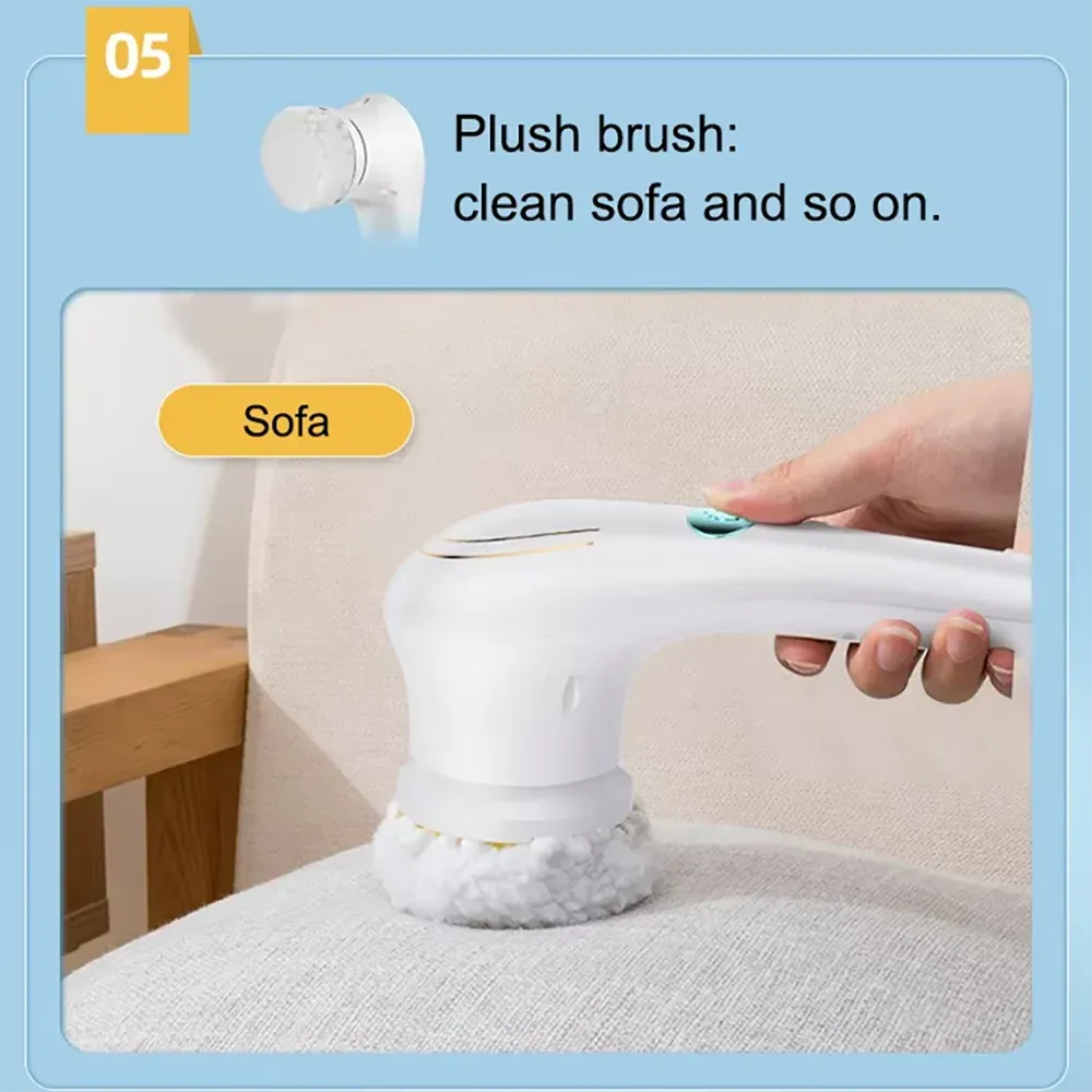 Brosse de nettoyage électrique sans fil 5 en 1 pour salle de bains, fenêtres, cuisine et automobile 6
