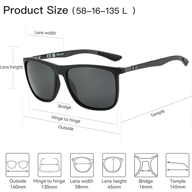 Lunettes de soleil polarisées ultralégères en fibre de carbone pour le golf et les sports, modèle 400 3