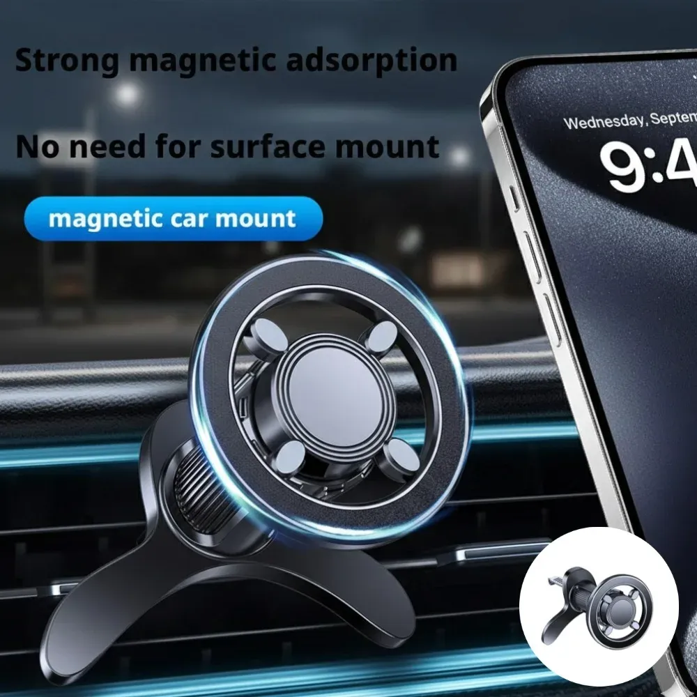 Support magnétique pour téléphone portable de voiture, support de navigation pour grille d'aération, compatible MagSafe, décoration intérieure automobile 1