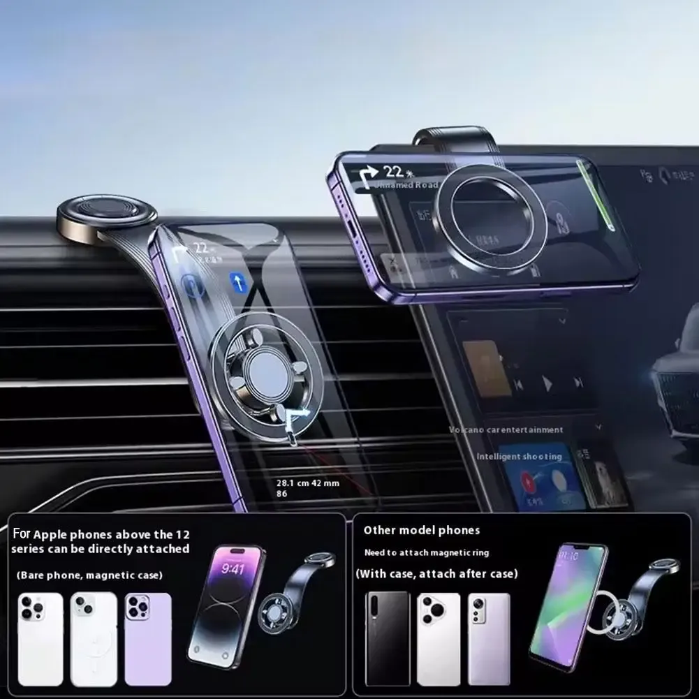 Support magnétique pour téléphone de voiture, design compact