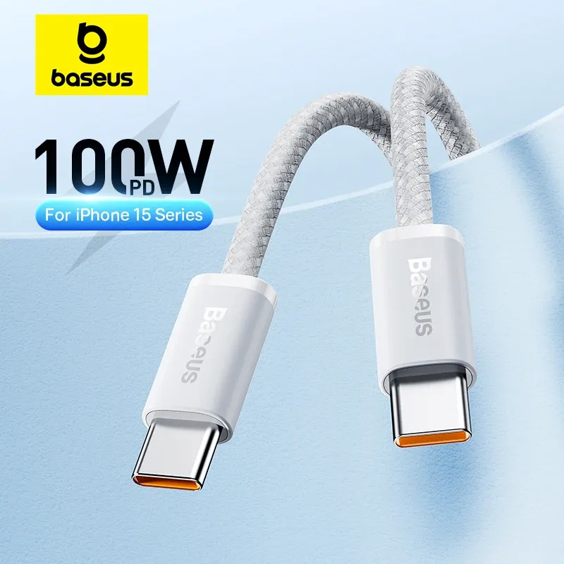 Câble Baseus 100 W USB-C vers USB-C pour iPhone 18, 17, 16, charge rapide pour MacBook, iPad, Samsung et Xiaomi