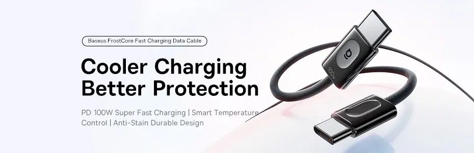 Câble Baseus USB-C tressé bicolore en présentation