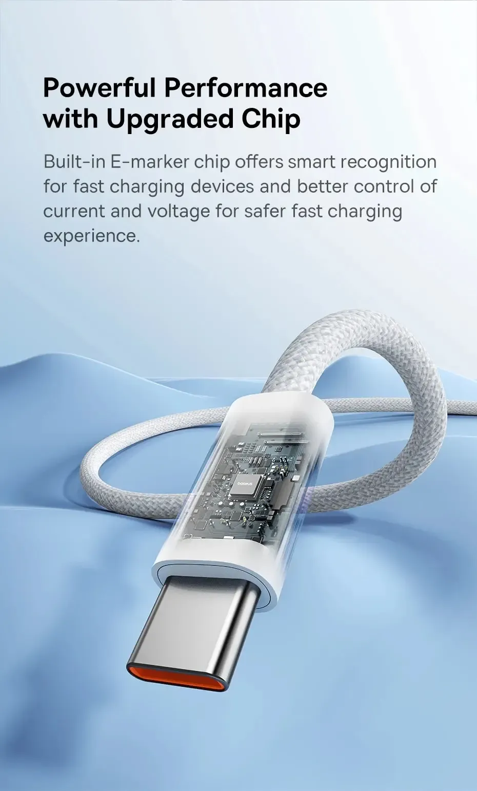 Câble Baseus illustrant la charge à basse température