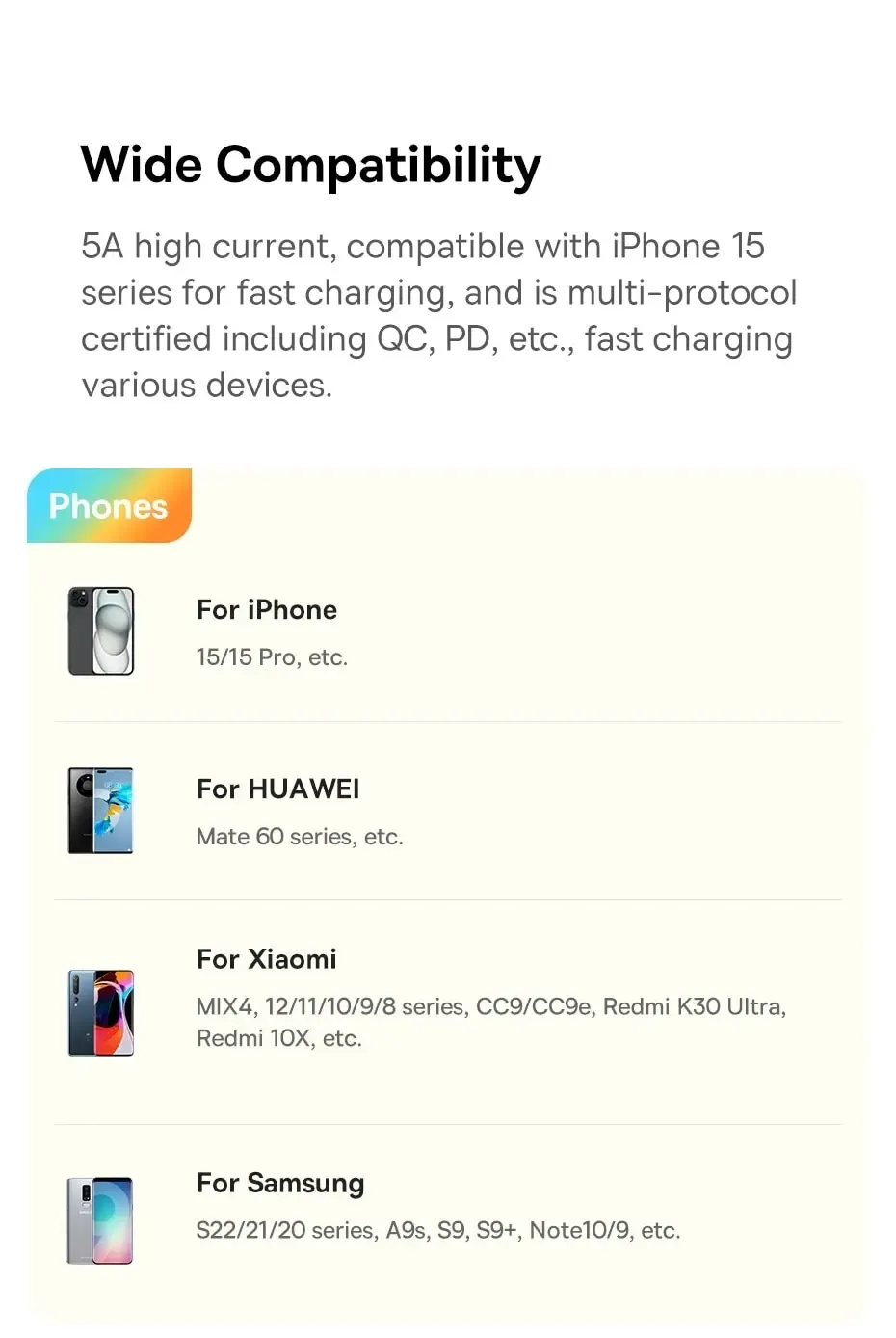 Câble Baseus pour une large compatibilité d'appareils