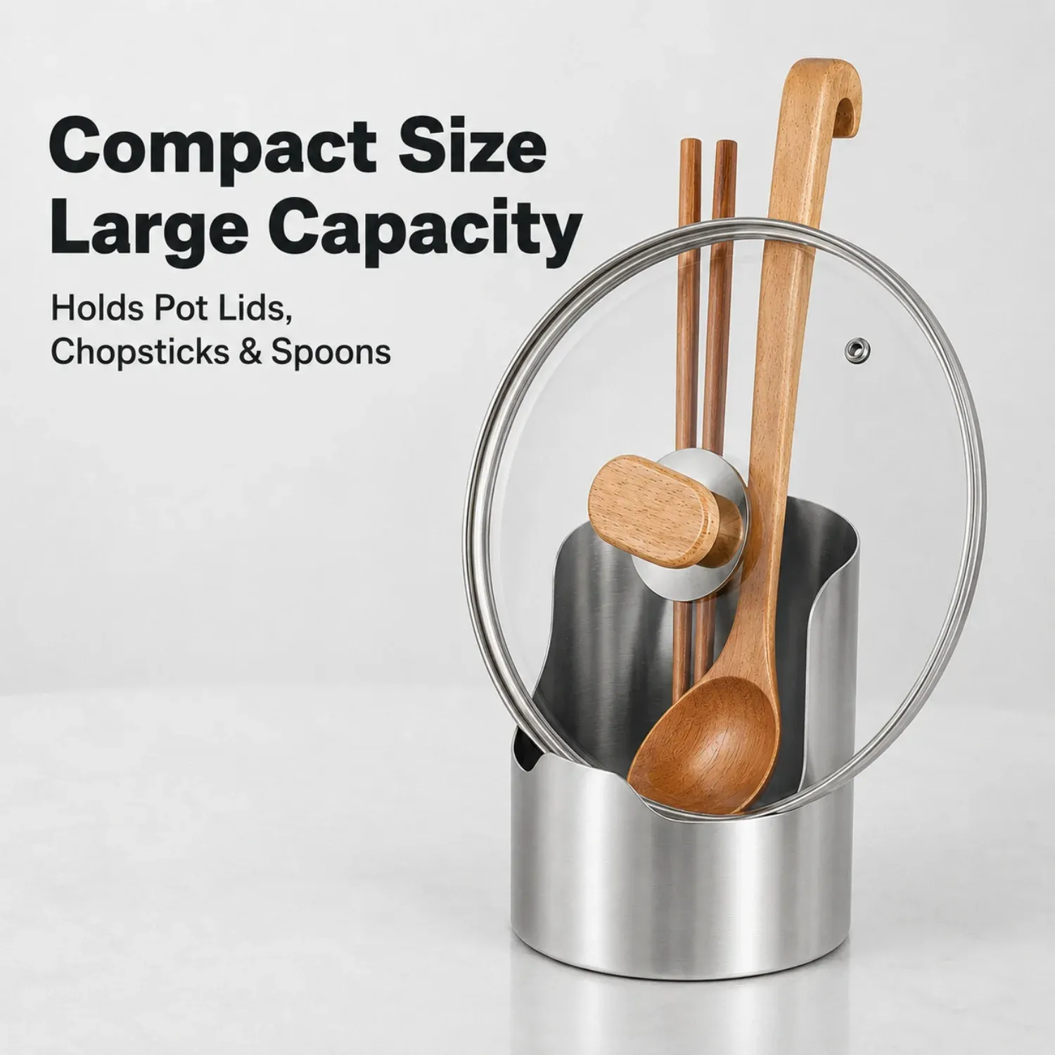 Lot de 3 supports multifonctionnels en acier inoxydable pour couvercles de casseroles, ustensiles, cuillères, louches et planches à découper – Organisateur de cuisine pour plan de travail 6