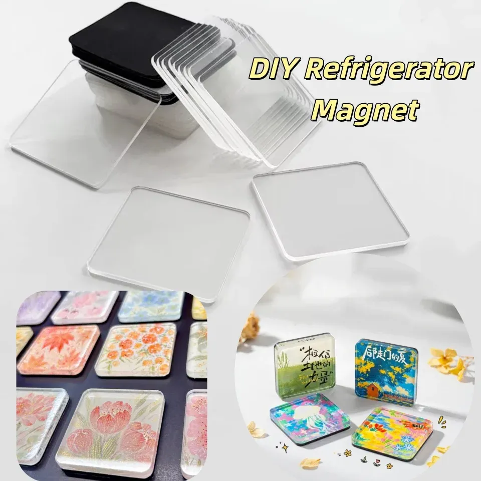 Kit de matériaux pour aimants de réfrigérateur en acrylique fait main, autocollants magnétiques créatifs (photos non incluses) - Image 1