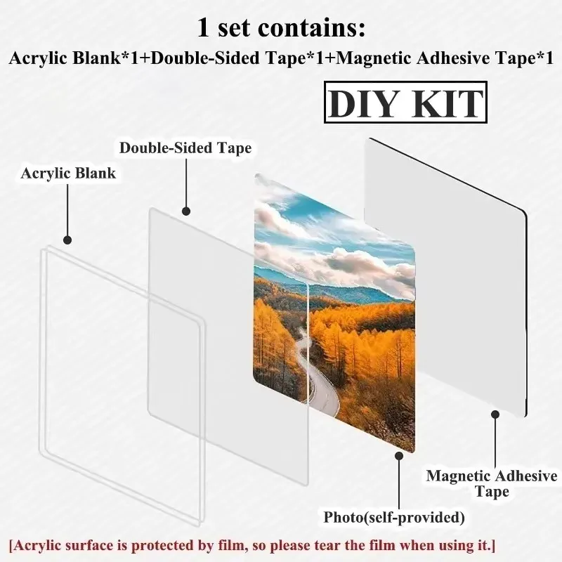 Kit de matériaux pour aimants de réfrigérateur en acrylique fait main, autocollants magnétiques créatifs (photos non incluses) 5