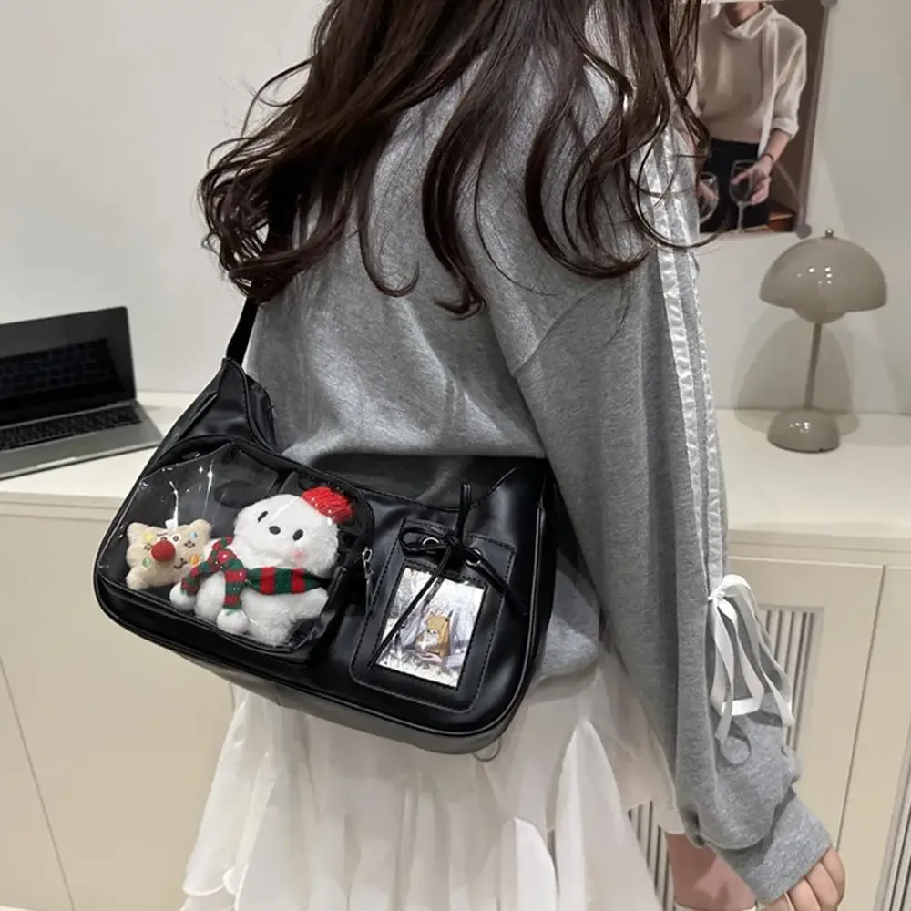 Sac messager Y2K mignon à nœud, sac à main transparent pour femme, style Lolita, fourre-tout à bandoulière, sac à main épaule mode 3