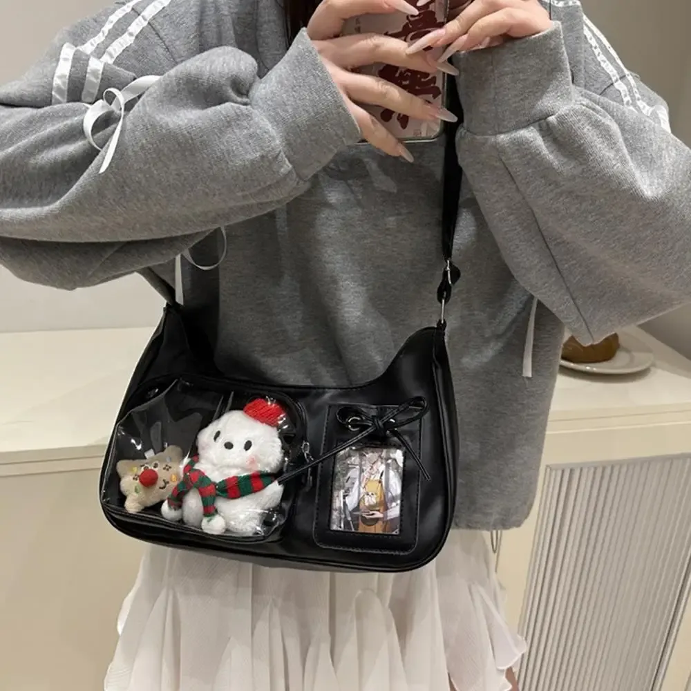 Sac messager Y2K mignon à nœud, sac à main transparent pour femme, style Lolita, fourre-tout à bandoulière, sac à main épaule mode 2