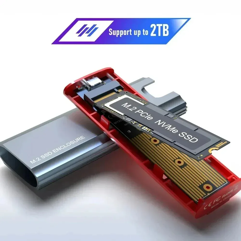 Boîtier SSD M.2 NVMe 10 Gbit/s avec port USB-C portable, compatible USB 3.1, avec tampon thermique pour SSD M.2 3