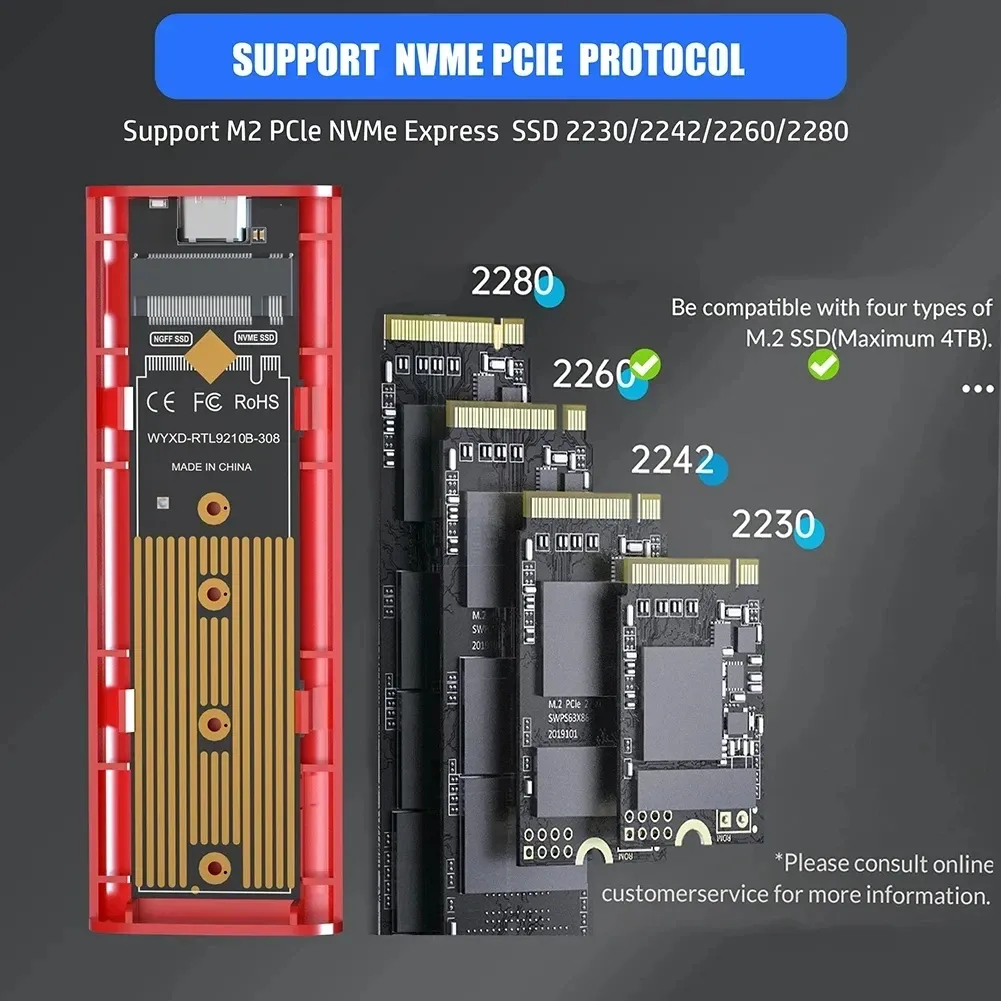 Boîtier SSD M.2 NVMe connectique