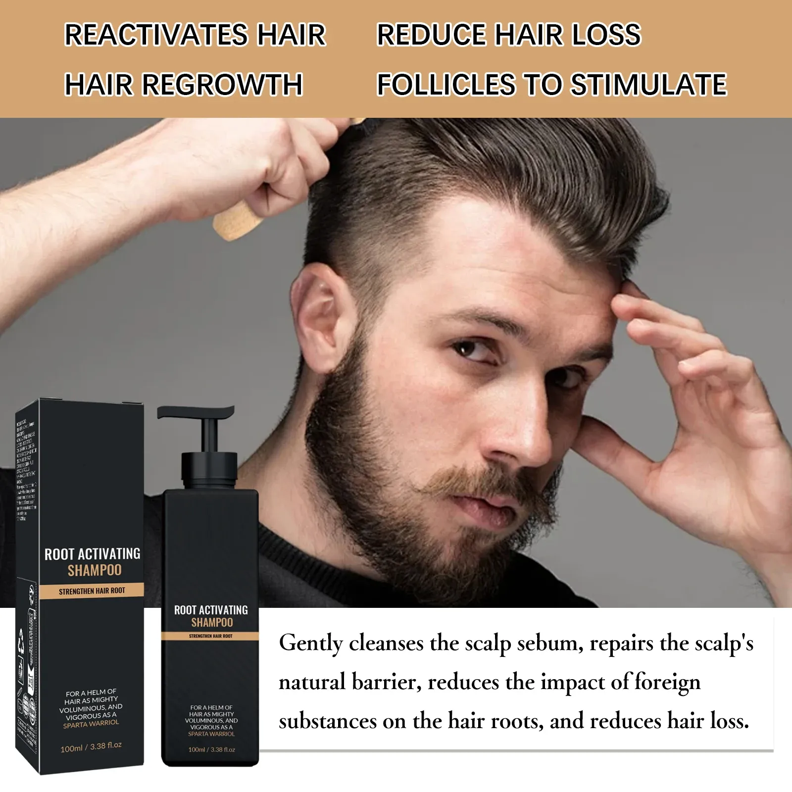 Shampoing pour la croissance des cheveux homme, activateur de racines et volume 5