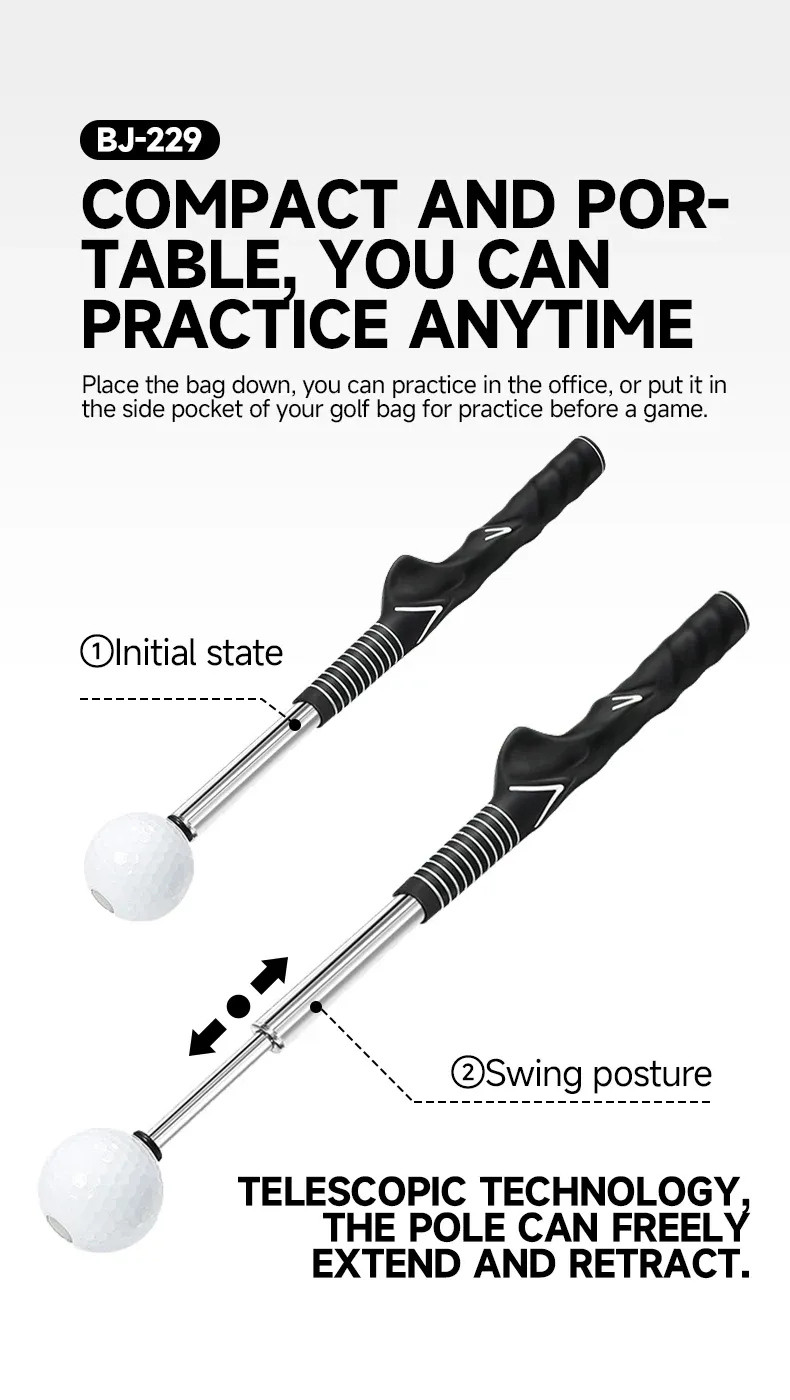Détail du bâton d'entraînement de golf télescopique