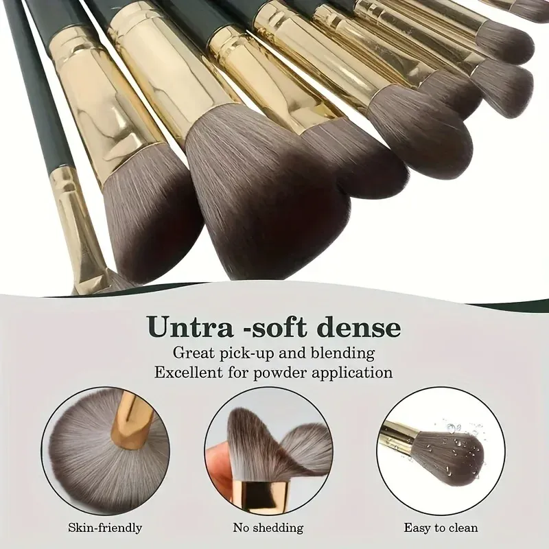 14 pièces Ensemble de pinceaux de maquillage doux et moelleux, comprenant pinceau à paupières, pinceau correcteur et pinceau blush, outil de beauté 4