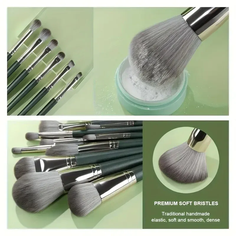 14 pièces Ensemble de pinceaux de maquillage doux et moelleux, comprenant pinceau à paupières, pinceau correcteur et pinceau blush, outil de beauté 5