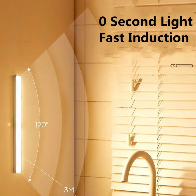 Lampe LED intelligente à capteur de mouvement, veilleuse magnétique sans fil rechargeable, auto-adhésive, pour placard et armoire 5
